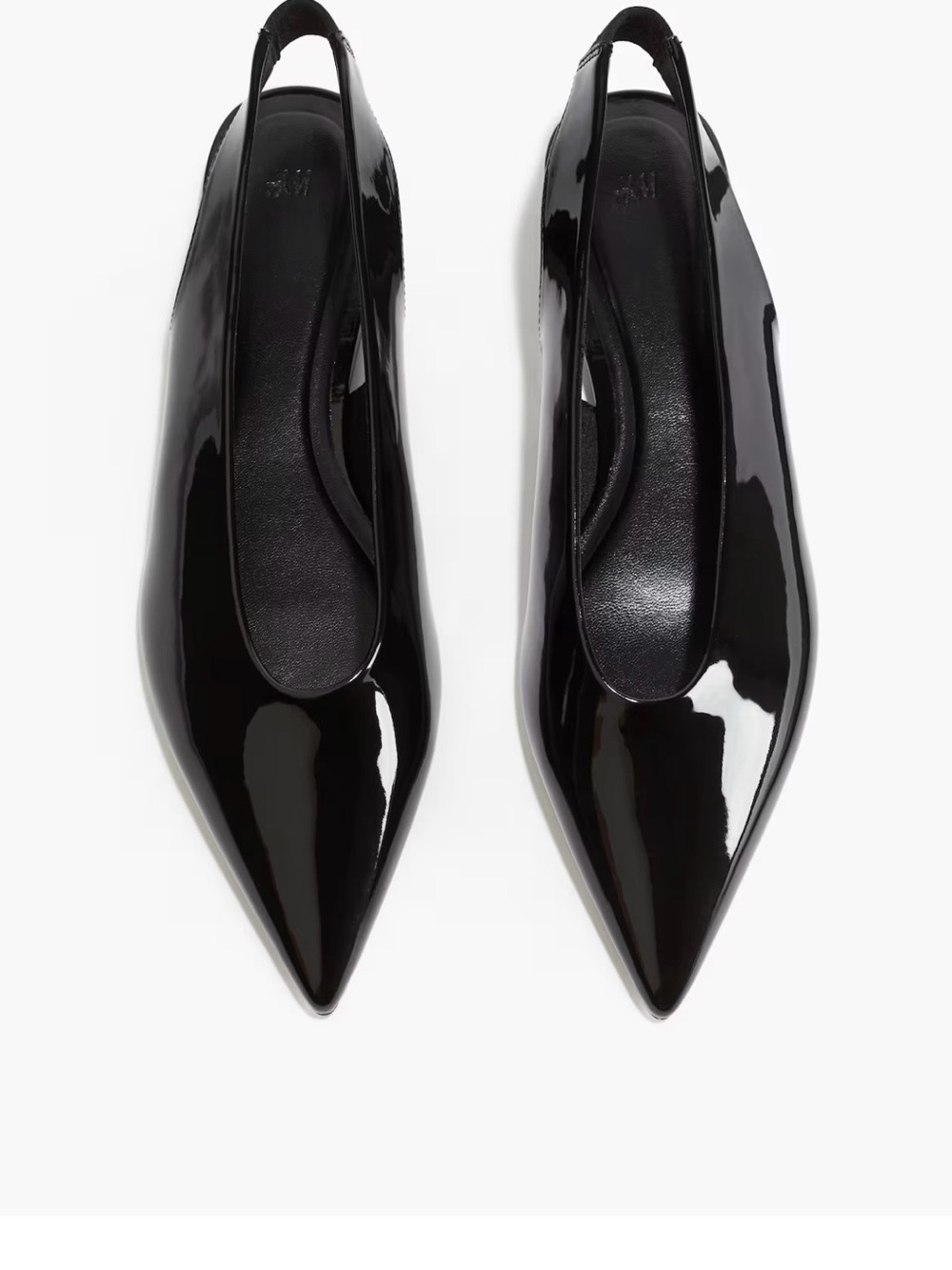 H&M Black Patent Pointed Slingback Flats